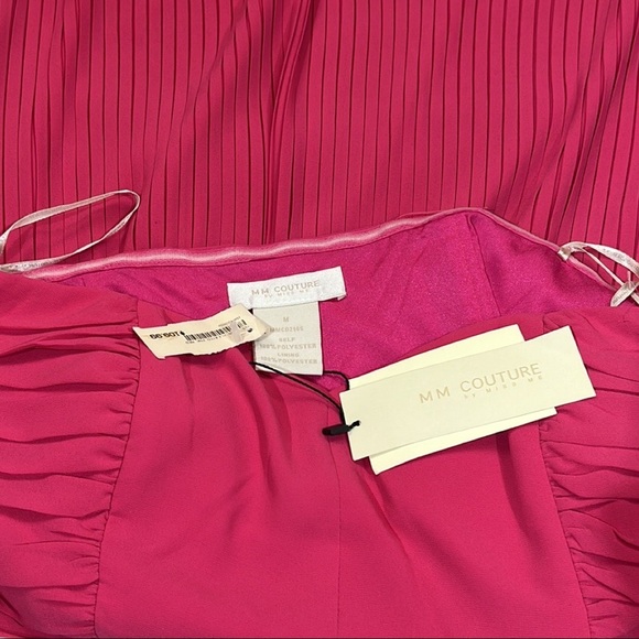 Hot Pink MM Couture by Miss Me Strapless Pleated Mini dress Size M - Picture 9 of 9